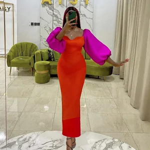Fashion Plus Size A-Line Bodycon Dresses Custom Logo Bishop Sleeve Office Sexy Club Party Dress for Women