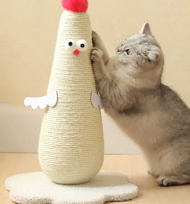 Cute Chicken Shape Cat Scratching Board Vertical Cat Climbing Frame Sisal Cat Scratching Post
