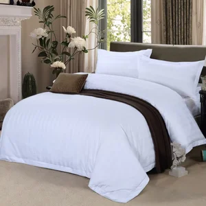 Customized 100% Cotton 300TC Hotel Quality Stripe Hotel Bedding Sheet Duvet Cover for Hotel Used