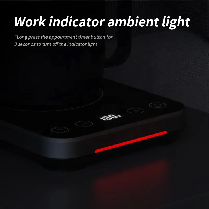 ブラック スマートカップヒーターパッド 調節可能なサーモスタット式飲料ウォーマー タイマー・温度表示付き 5
