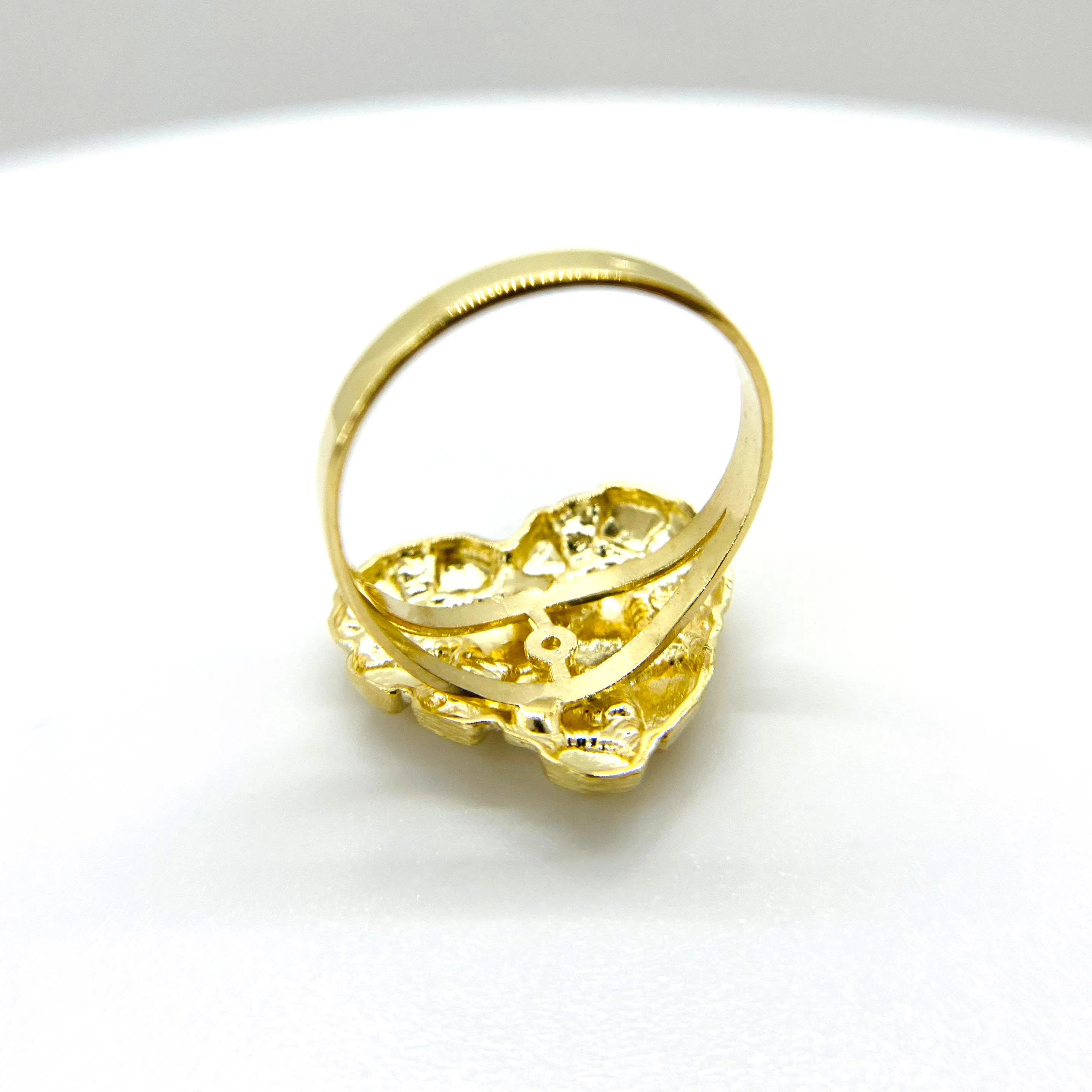Duyizhao Hip Hop Custom High Quality Polished 14K Gold Plated Heart Love Nugget Men Ring Jewelry
