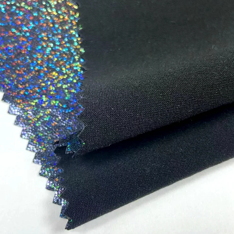 Цветная Радуга горячая печать фольги полиэстер лайкра трикотаж Блестящий Джерси одежда для плавания ткань