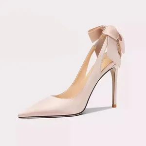 Satin High Heels Sandals up to Shoe Size 44 Women Thin Heel with Rhinestone Decoration for Summer