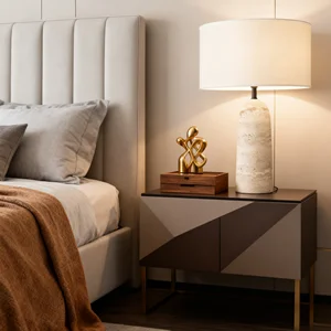 JACKSUN French Wabi-Sabi Cave Stone Table Lamp Retro Bedside Lamp for Living Room, Study, or Bedroom in Guesthouse