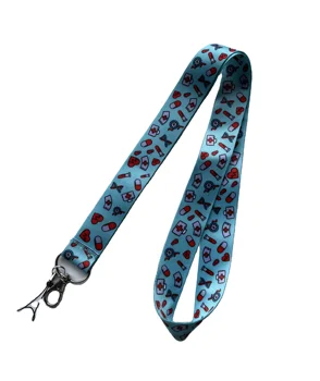 Customized polyester cartoon anime  figure full printed neck straps long lanyard for phone and cards