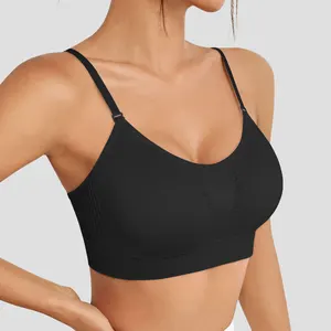 In Stock Seamless Knitted Shapewear Breathable High Stretchy Shockproof Sports Yoga Women Push up Bra