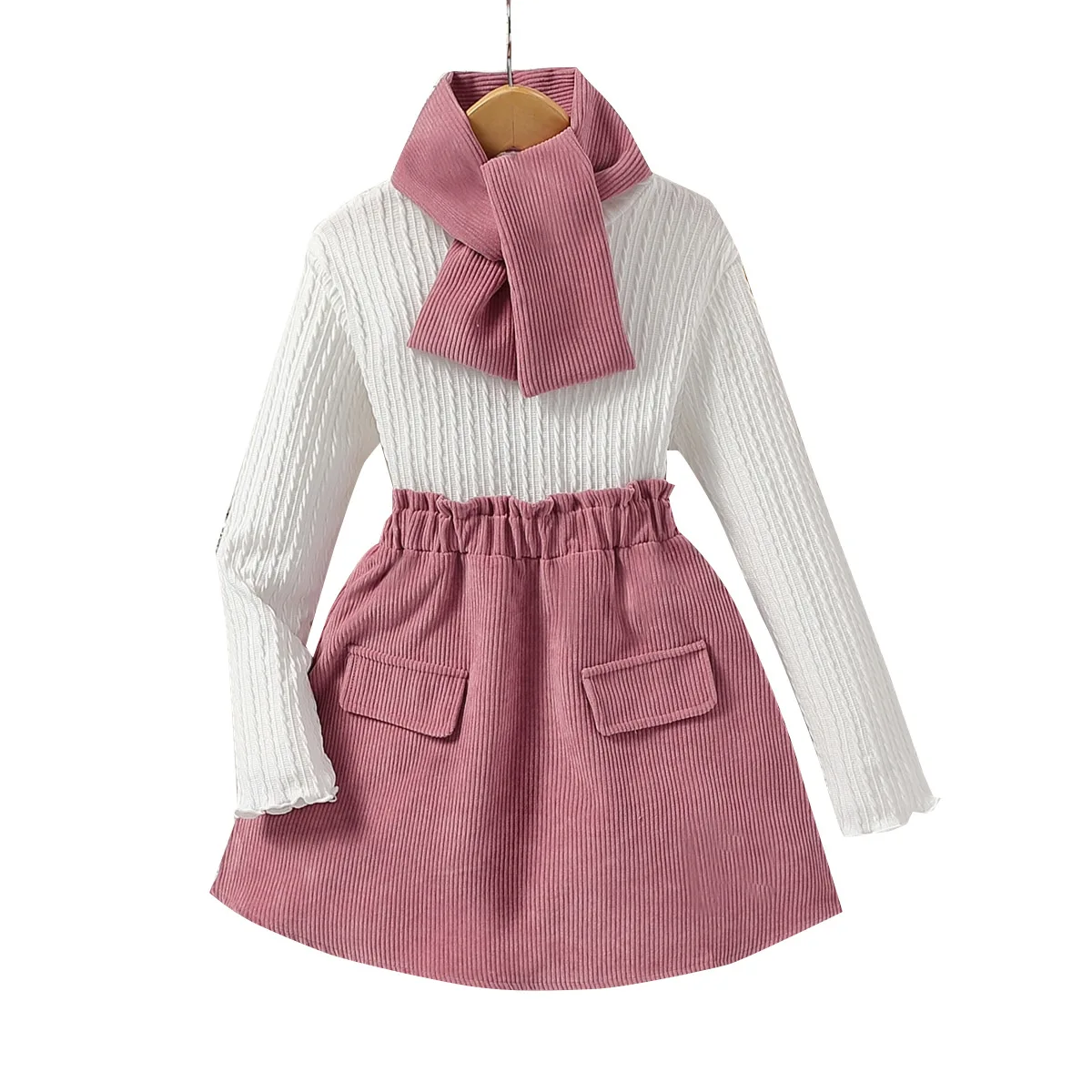 Autumn Winter Teen Girls Long Sleeve Knitted +corduroy Skirts Outfit  Boutique Kids Clothes Set| Alibaba.com