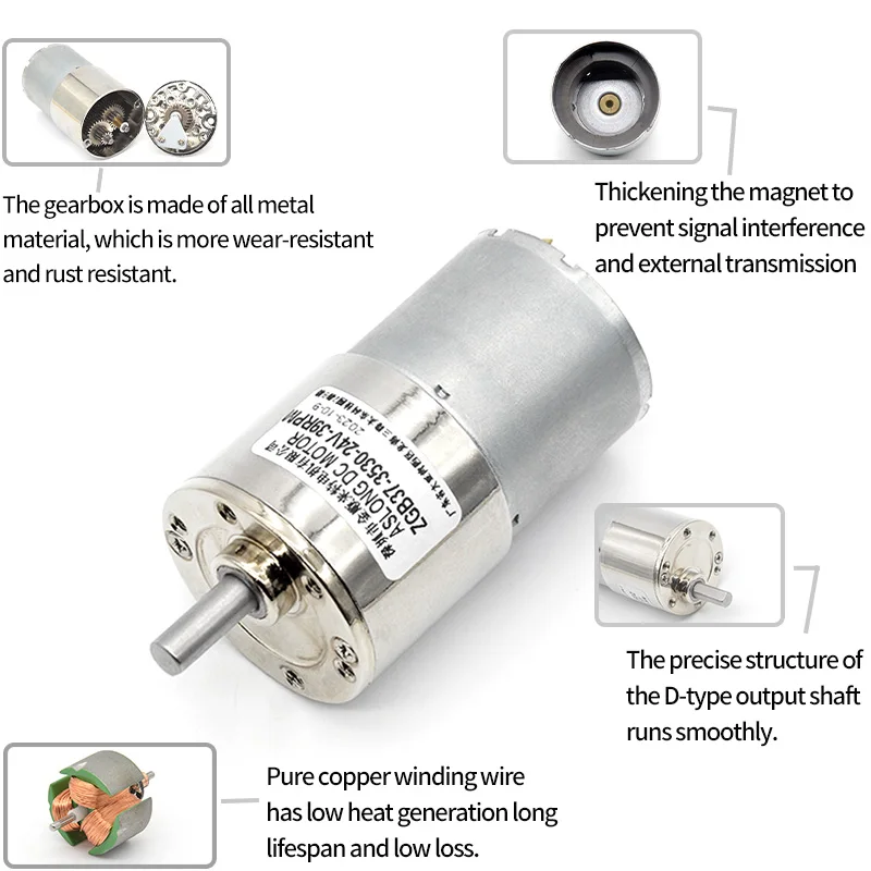 12v 24v dc high torque ZGB37-3530 brushed dc motor Micro gear reduction motor