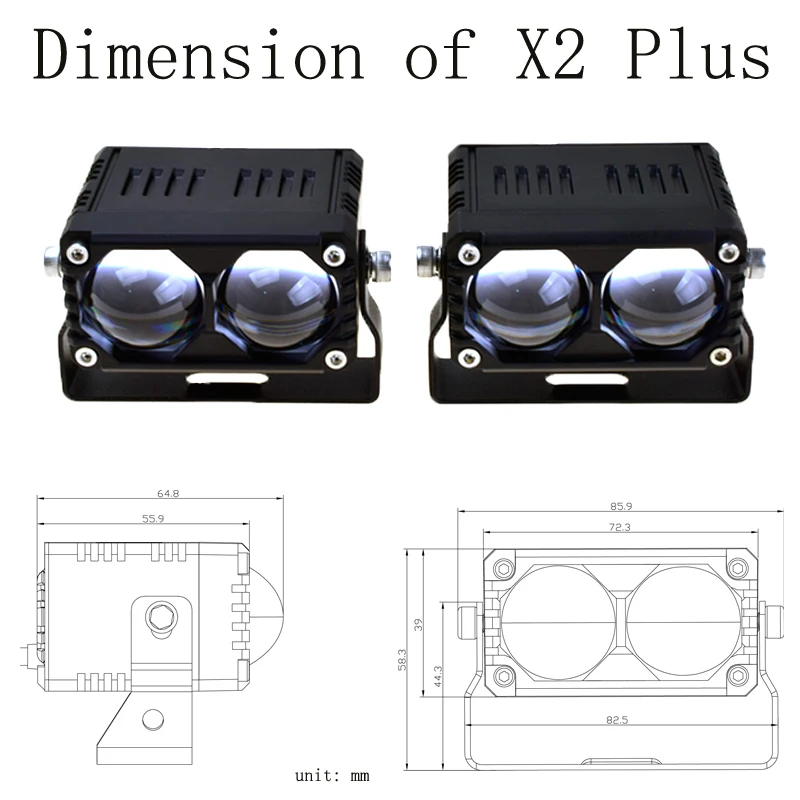 Senlo X2 Plus Dual Color Motorcycle Lighting Systems LED Truck Bike Motorcycle Mini Driving Light for Motorcycle Accessories