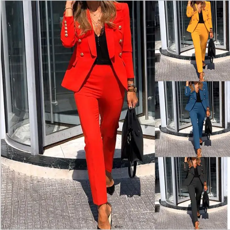 2019 Spring Summer Fashion Red Uniform Designs Pantsuits With Jackets And Pants  Ladies Ol Styles Blazers Women Trousers Sets  Pant Suits  AliExpress