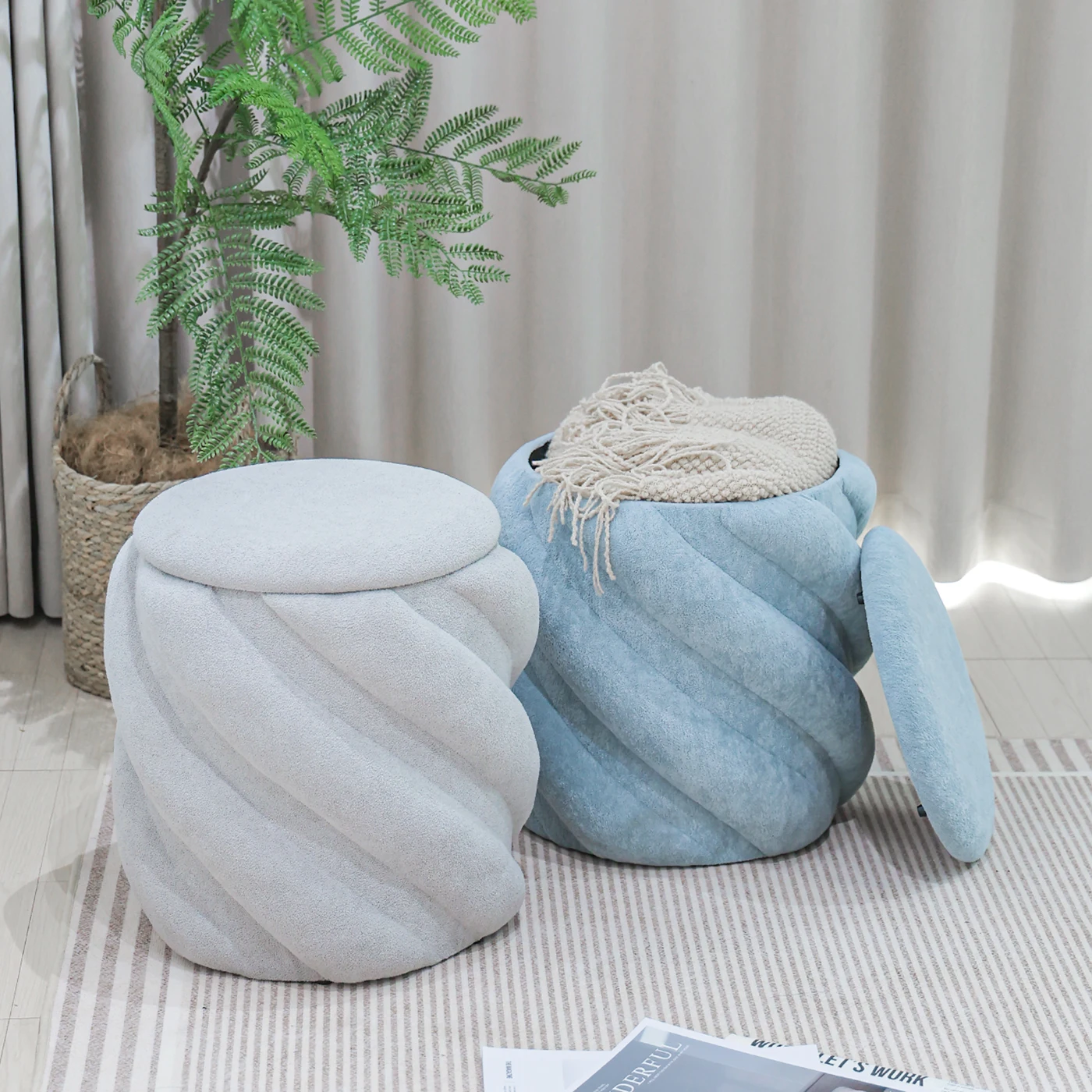 Customized Storage Ottoman Stool for Living Room Modern Inside Furniture Board