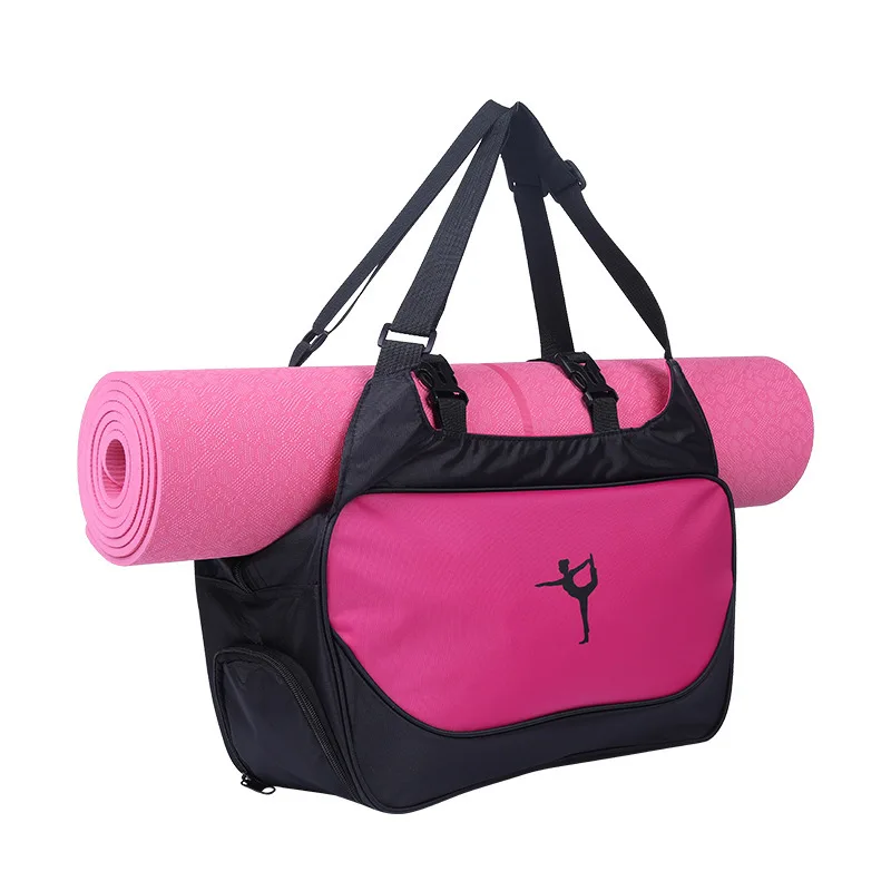 Large Printed Logo Yoga Mat Backpack Crossbody Shoulder Design
