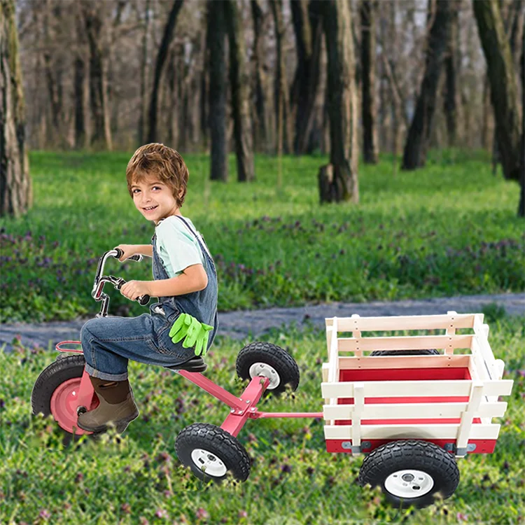 Outdoor Camping Kids Toy All Terrain Tricycle Bike Bicycle Trike Patio  Metal Pull Along Pedal Wagon Cart