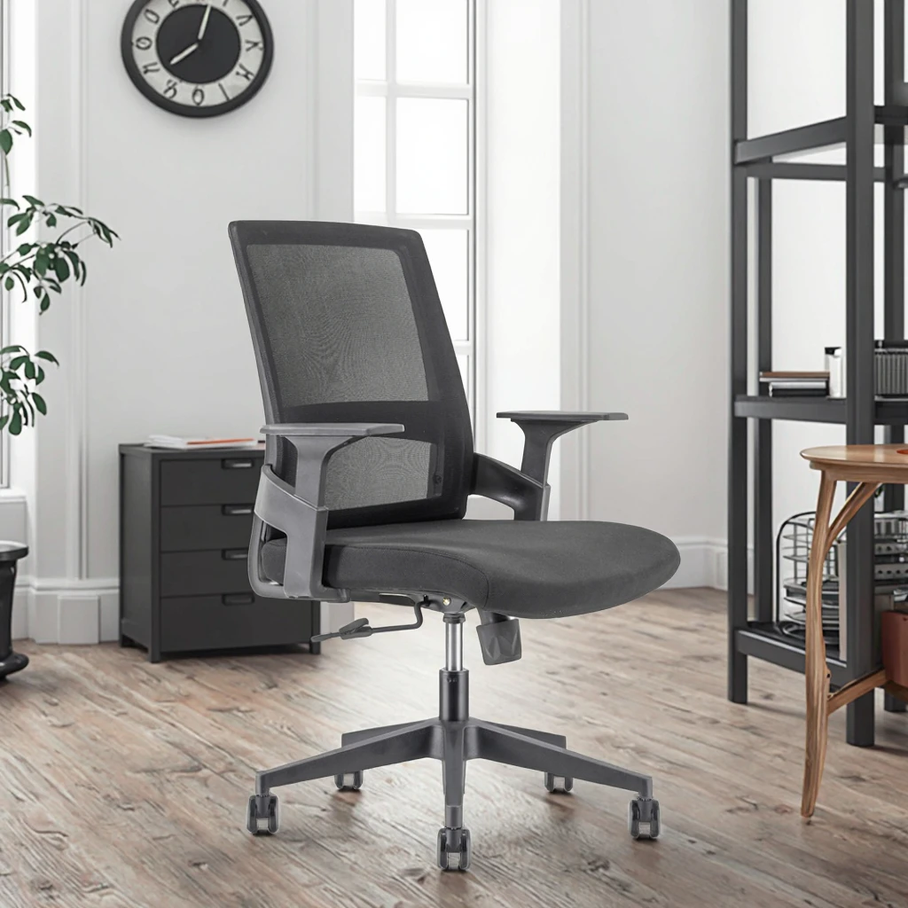 Compact Comfortable Meeting Room Ergonomic Executive Modern Conference Chairs Breathable Mesh Back PU Steel Base Fixed Armrests 3