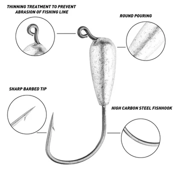 3g/4.5g/7g/9g Lure JIG Soft Worm Hook Lead Hook for Carp Fishing Specialized in Mandarin Fish and Sea Perch 24pcs/Pack – Soft Lure – view 5