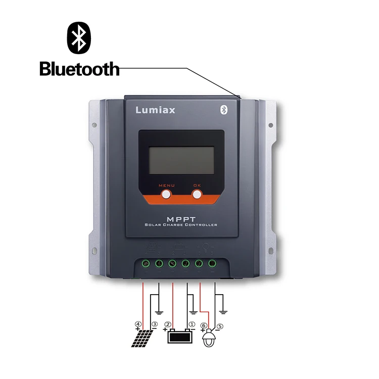Lumiax Factory RS485 Bluetooth Voltage Regulator 20A 12v 24v MPPT Solar Charge Controller