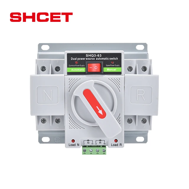 Manufacturers Ats Dual Power Din Rail Automatic Transfer Changeover Switch Generator 2P AC380V-400V 16A 20A 25A 32A From SHCET
