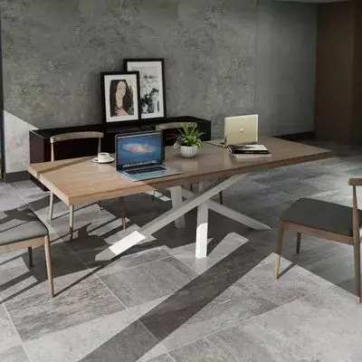 Rectangular Dining Table Set Wooden With Pine Wood Carbon Steel Base Sand Black Match Home Furniture Hotel Restaurant