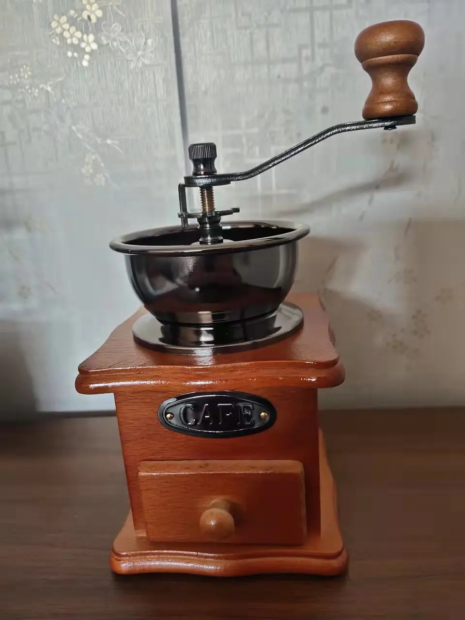 Vintage wooden coffee buying grinder