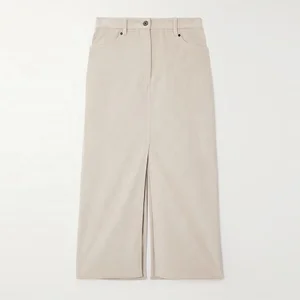 Clothing Manufacturer Custom Spring Autumn Beige High Waisted Elegant Casual Cotton Long Skirts for Women