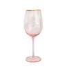 pink gold rimmed wine glass A
