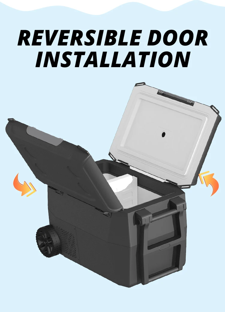 Mobile Fridge Freezer 12v Outdoor Refrigerator 44l Led Control Panel Cooler Box With Wheel