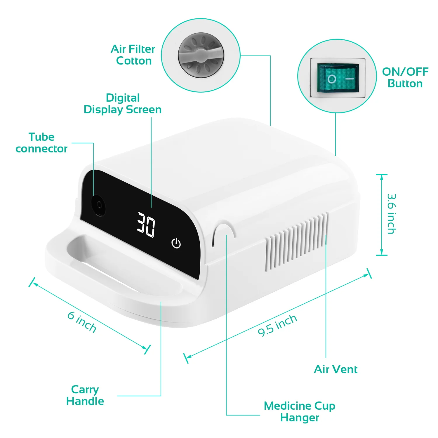 Digital Inhalator Touch Screen Nebulizador Nebulizer Machine Prices / Medical Humidifier Asthma Cvs Nebulizer with Timer