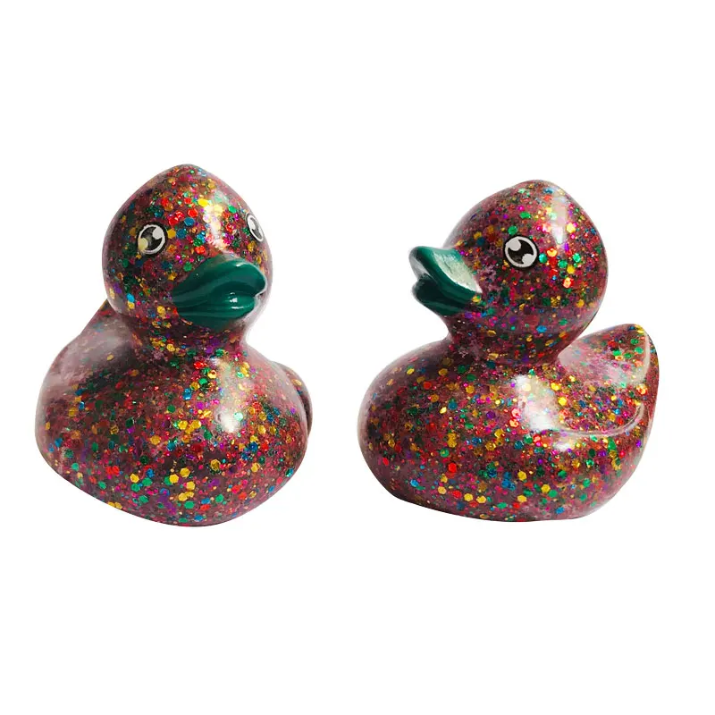 2021 hot sale Vinyl material small  bath duck toy  with glitter