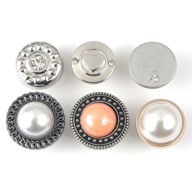Garment accessories High quality OEM Young Desisn Button Metal Jeans Button and Rivets with Pearl Diamond Decoration