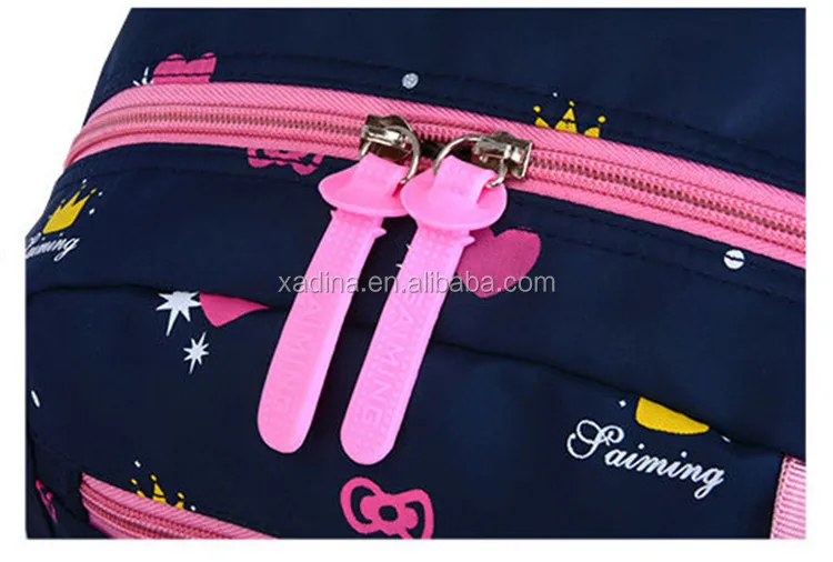 Hotselling Lovely Kitty Printed Canvas Backpack Four-piece Sets Multi-functional School Bags for Girls