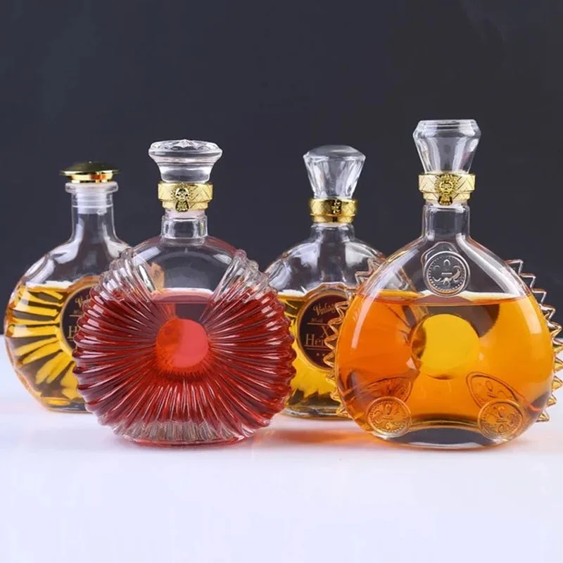 French Square Glass Bottle Gin Whisky Wine Spirit Glass Bottle For