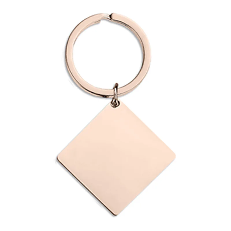 2024  DIY Laser Logo Keyring Blank Square Stainless Steel Keychain