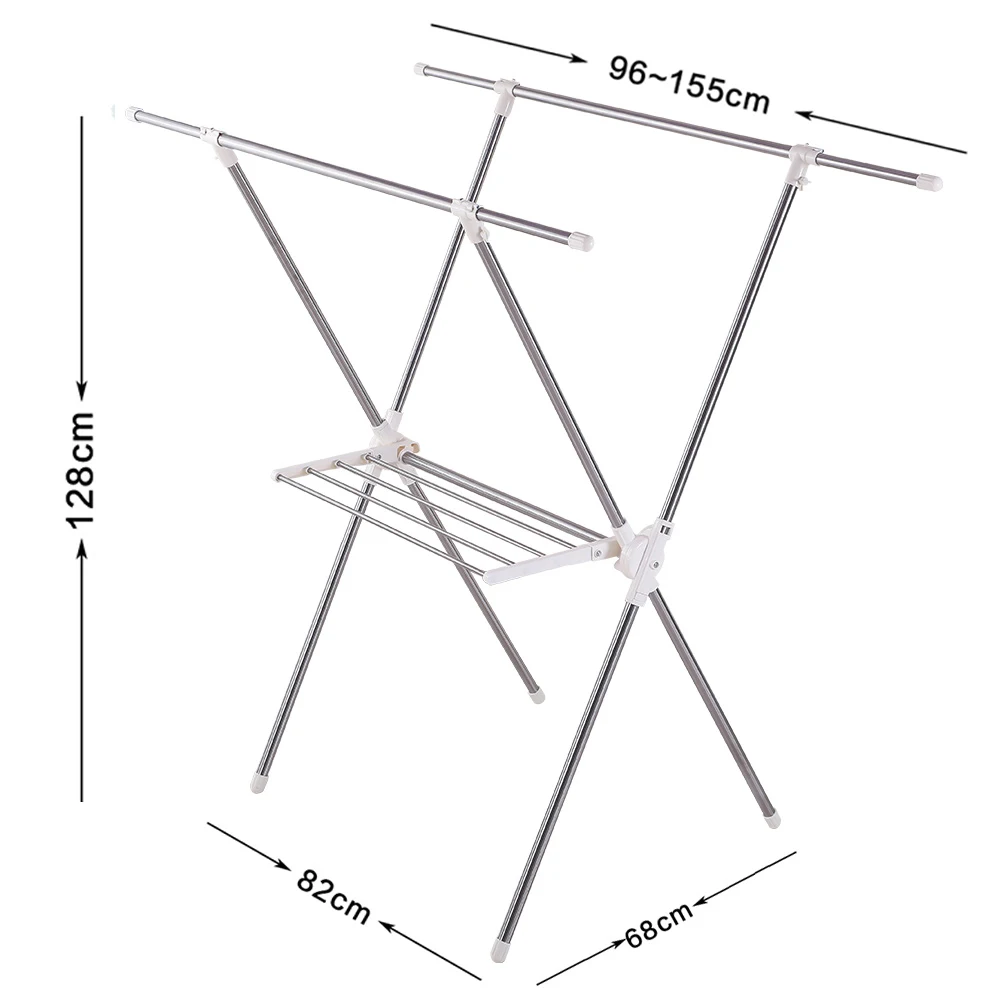 Baoyouni Double Pole Foldable Clothes Rack Xshaped Adjustable Laundry