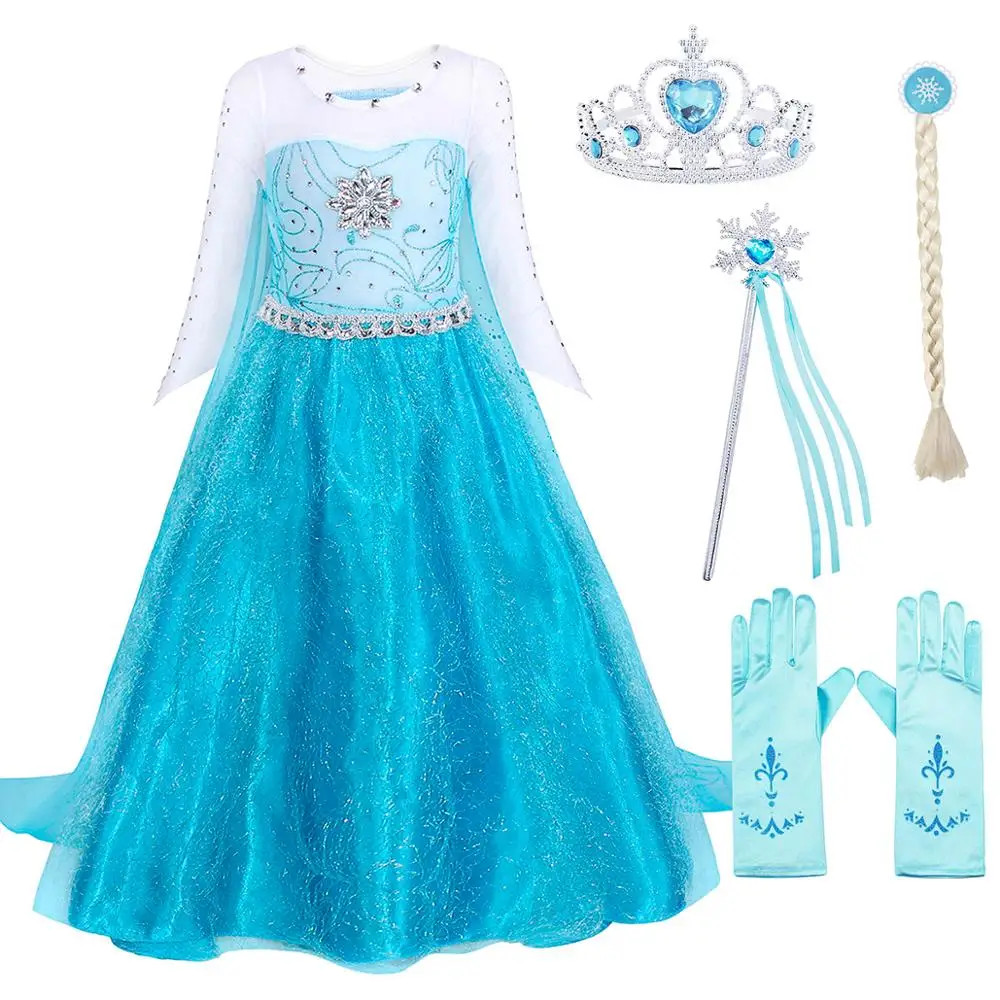 Sofia Aurora Snow White Elsa Anna Rapunzel Little Mermaid Costume Girls Halloween Fancy Party Cosplay Costume Cinderella Dress