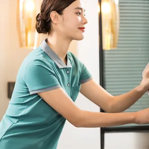 Customized Summer Short-Sleeved T-Shirt for Waiter Hotel & Property Management for Housekeeping Staff Uniforms