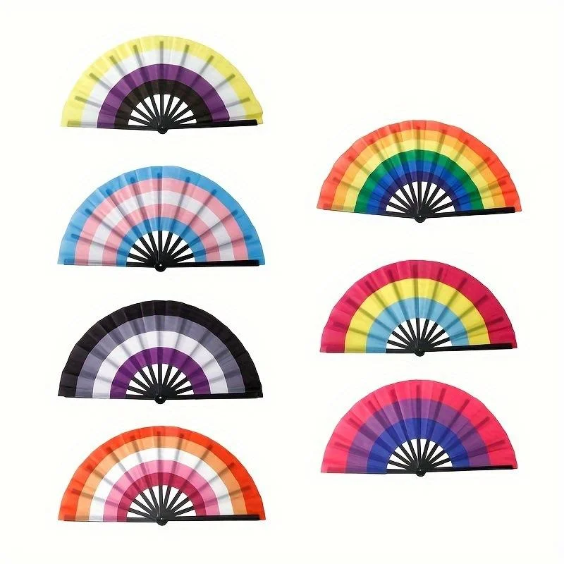 Custom Large Bamboo Handheld Folding Handle High Quality Black Hand Fan for Party Dancing Clack Fan Sublimation 13 Inch Blanks