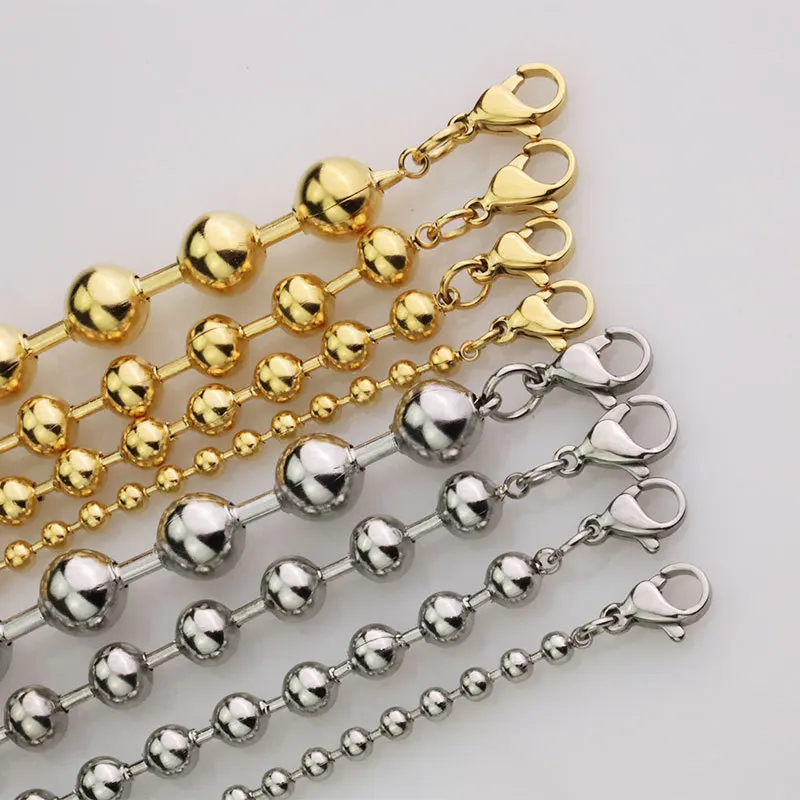 52 см цепочка Diy ювелирные аксессуары из нержавеющей стали 1,2-8 мм бисером шариковые цепи на заказ длина цепи