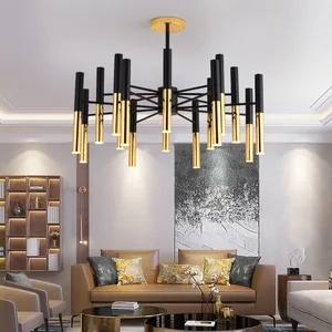 JACKSUN Black Gold LED Living Room Chandelier Minimalist Postmodern Dining Bedroom Luxury Pendant Light