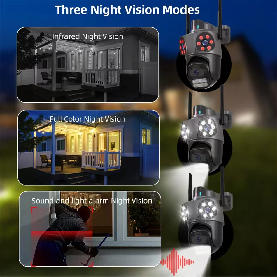 Outdoor Waterproof IP66 Dome Camera Two-Way Voice Intercom 10x Zoom Humanoid Tracking Motion Detection Supports SD Memory Card