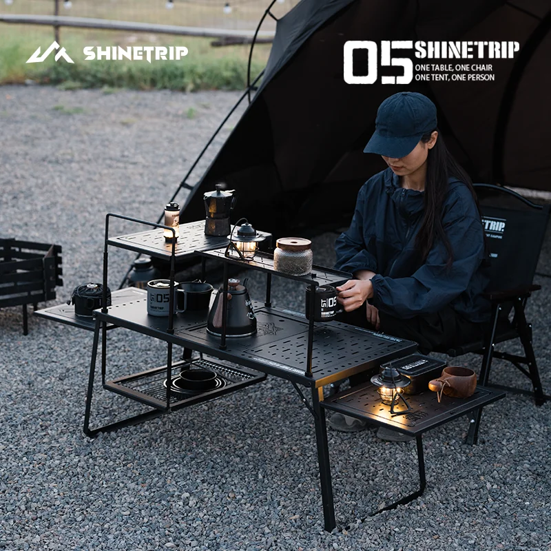 Shinetrip Portable Folding Camping Table Set - Black Alloy