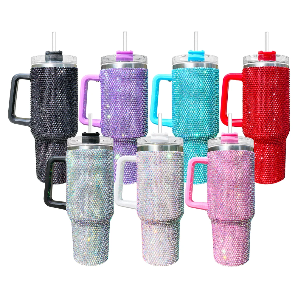 Wholesale Multicolour Rhinestone Bling Studded 40oz Bling Tumbler With