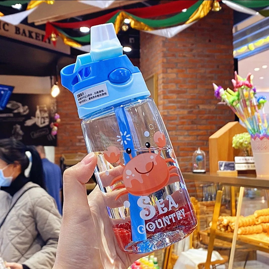 Children's Water Cup Cute Water bottle Leak-Proof Design Bottle for School  Kids Boys Girls 480ml Purple Anchor 