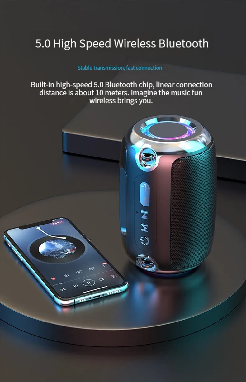 Portable Loud 1200mah speaker Dynamics Music card wireless BT Subwoofer Mini Support Music Wireless Speaker for Party
