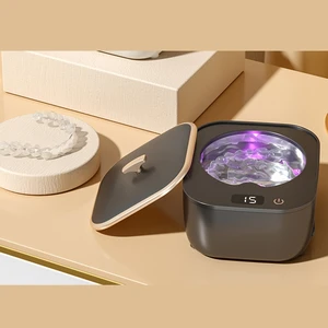 Bestseller Ultrasonic False Teeth Cleaner for Braces and Container Case with UV Sterilization 48KHz SUS304 Stainless Steel ABS
