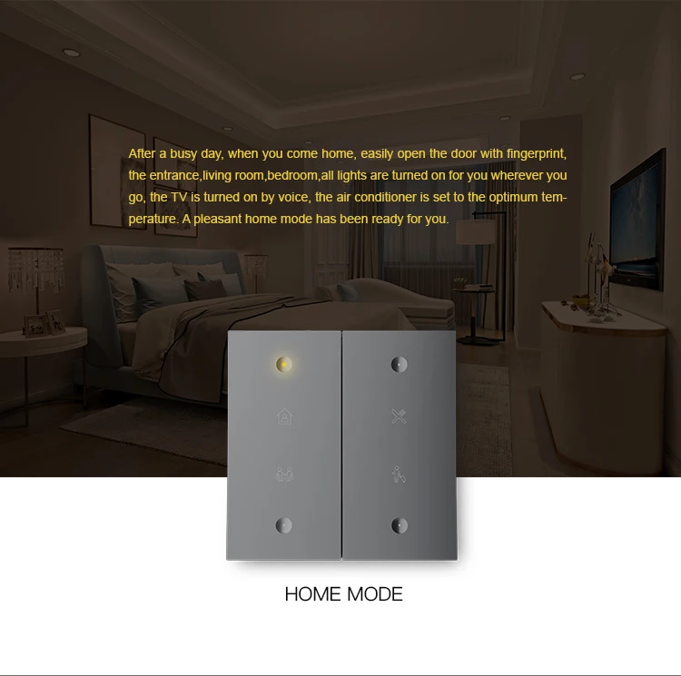 KONKE Home Automation Switch 4 Terminal Push Button Zigbee Scene Switch
