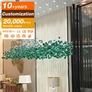 Simplicity Indoor Dining Bedroom Villa Modern Style Bespoke Led Lamp Decorative Pendant Light Crystal Twisted Leaves Chandelier