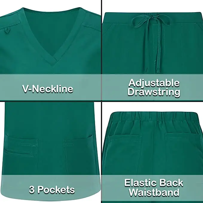 Wholesale Hospital Vneck Medical Staff Uniform Green Color Nursing
