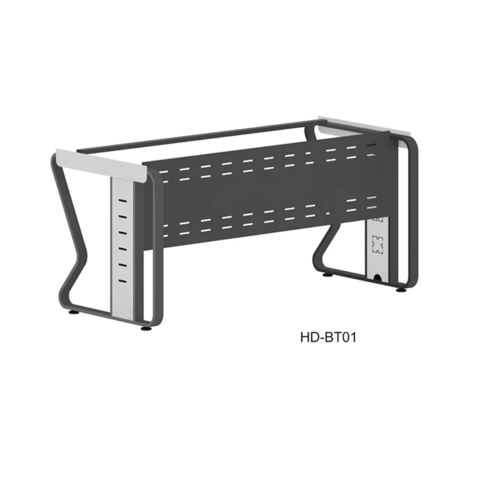Luxury Black Color Office Table Desk With Side Of Metal With