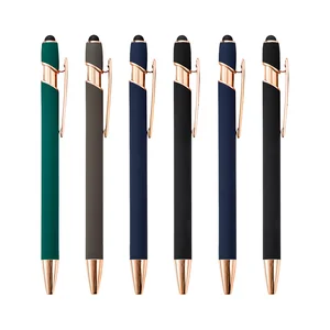 Scandinavia Style 2-in-1 Rose Gold Touch Stylus and Ballpoint Pen Laser Engraved Custom LOGO Promotional Gift Pens