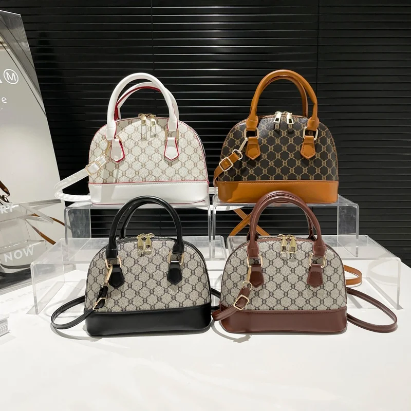 Korean Style Retro PU Leather Handbag 2025 Summer New Trendy Casual Polyester Zipper Shoulder Bag Western Style Fashion